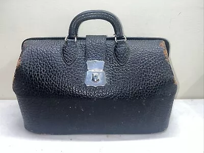 Vintage Kruse Doctor Bag Black Top Grain Cowhide Leather 16”x7”x9” Home Decor • $100
