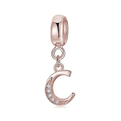 LETTER CHARMS ROSE GOLD S925 Sterling Silver Charms By Charm Heaven A B C D E • $27.95