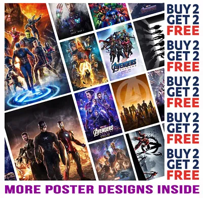 50+ Avengers Endgame Iron Man Thor Captain America Hulk Poster Print A4 A3 Size  • £6.97