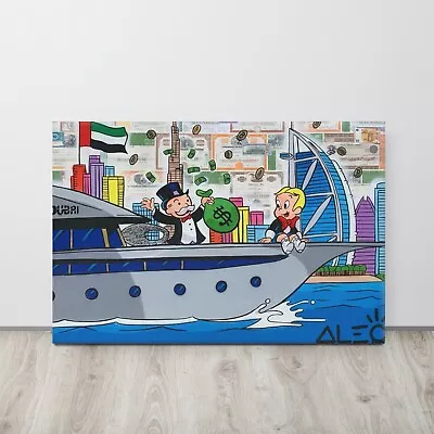 Alec Monopoly Canvas Monopoly And Richie Yacht Cruising Dubai Modern Art Picture • $190