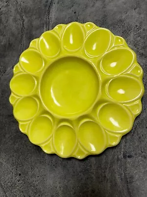 McCoy Pottery Deviled  Egg Platter Vintage Plate Yellow Gold #141 Holds 12 Eggs • $20