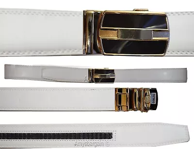 Men's Belt Leather Dress Belt Automatic Lock Men's Leather Belt Up To 50  7860 • $15.16