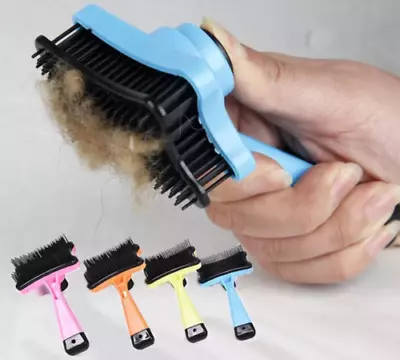 Blue Pet Dog Cat Long Short Hair Shedding Remove Grooming Rake Comb Brush 12cm • £5.98