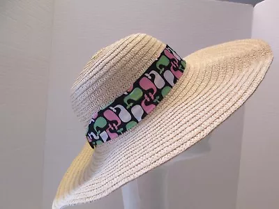 Straw Sun Hat With Whale Print Ribbon By Mud Pie New • $24.95