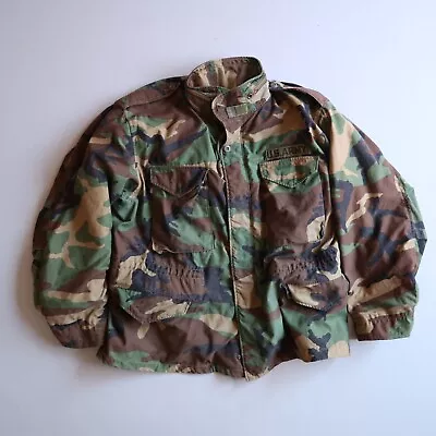 Vtg USGI US ARMY SURPLUS M65 FIELD JACKET WOODLAND CAMO COLD WEATHER COAT Short • $65