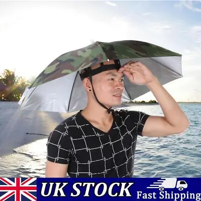 Umbrella Hat Foldable Outdoor Sun Shade Waterproof Camping Headwear Cap • £6.09