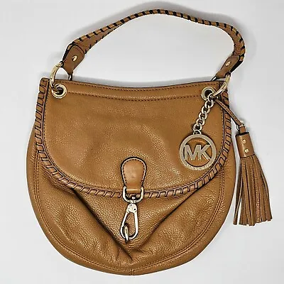 Michael Kors Satchel Purse Women's Brown Leather Convertible Handbag Zip Pocket • $29.99