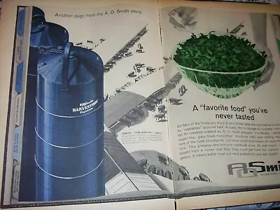 Vintage  A O Smith Advertising - Blue Roof Harvestore Silos -1962 • $18.99