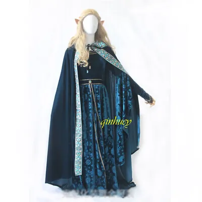 Lord Of The Rings Lotr Elven Queen Cosplay Costume Blue Outfits Wig Halloween • $141.96