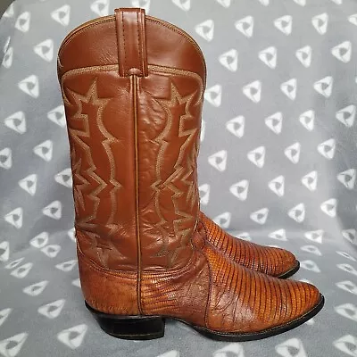 Vtg Tony Lama Men's Sz 10 D Style 8030 Brown Lizard Leather Cowboy Boots • $79.99