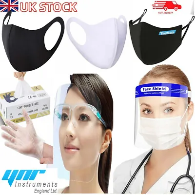 Face Shield Visor Glass Face Mask Disposable Gloves Cotton Washable Adult PPE  • £2.99