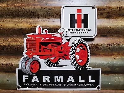 Vintage International Harvester Porcelain Sign Farmall Tractor Farm Dealer Sales • $190.66