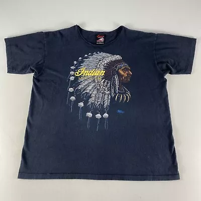 Vintage Indian Motorcycle T-Shirt Men Large Black Single Stitch Chief 90s • $55.99