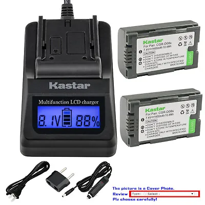 Kastar Battery LCD Fast Charger For Panasonic CGR-D08 NV-MX7DEN NV-MX300 NV-GS3 • $29.99