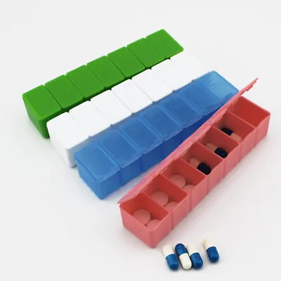 7 Day Compartment AM PM Pill Box Medicine Storage Organizer Container Case ❉ • $1.59