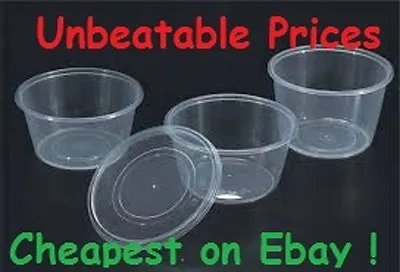 Plastic Rectangle Round Containers Tubs Pots With Lids Microwave Food Takeaway • £8.25