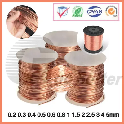 T2 Pure Copper Wire Round Solid Bare Coil Uncoated Wire Diameter 0.2mm - 5mm • $29.65