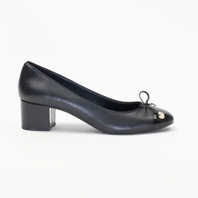 Michael Kors Women Gia Leather Cap Toe Mid Heel Pumps Black Size 9 440003 • $62.50