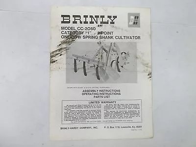 Brinly Model CC-2050 3-Point One Row Spring Shank Cultivator Manual • $14