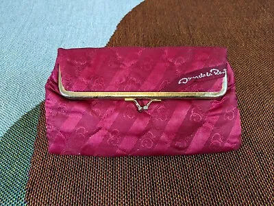 Oscar De La Renta Vintage Magenta Silk Clutch Cosmetic Bag Organizer Case Luxury • $9.99