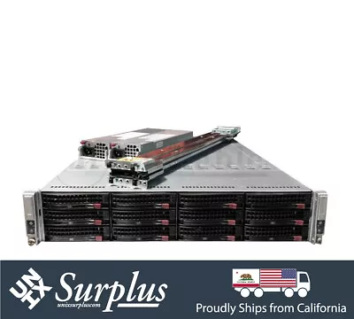 Supermicro 2 Node 12 Bay LFF 4x Xeon E5-2670 V2 10 Core 2.5Ghz  128GB RAM 2PS • $559.20