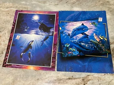 Vintage 90s School Folders Wildlife Whales Dolphins Sea Ocean Christian Lassen • $14