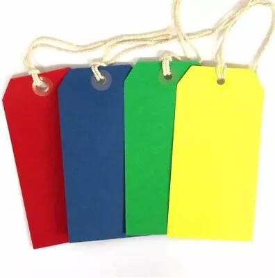 County Stationery Luggage Labels Tie On String Strung Assorted Colours - Pack 10 • £2.70
