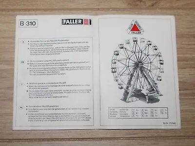 Replacement Instructions Faller B-310 Ferris Wheel Fairground (Model Railway) • £9.99
