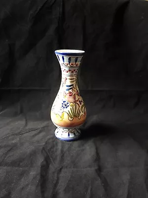 £14.99 • Buy Vintage Portuguese SEC XVII Pottery Hand Painted Vase Birds & Floral Signed