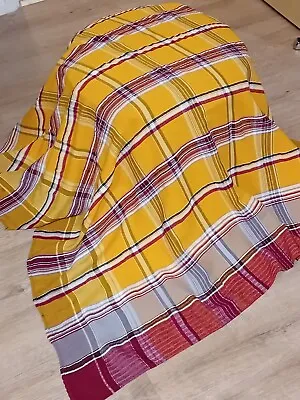 Vintage Checked Tablecloth Yellow Red 40 X 40 Inches • £6.19