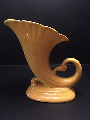 Artistic Potteries California #3534 Mid Century Yellow Cornucopia Planter ~ VTG • $24.68