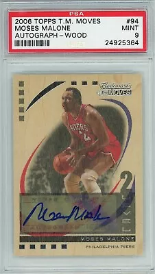 2006 Topps Trademark Moves #94 MOSES MALONE AUTOGRAPH AUTO - WOOD /19 PSA 9 MINT • $579.94