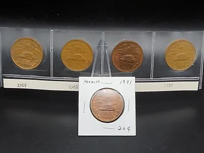 Coin Set From MEXICO 20 Cents  ~ 1967 1968 1969 1970 & 1971 KM# 440 • $11.99