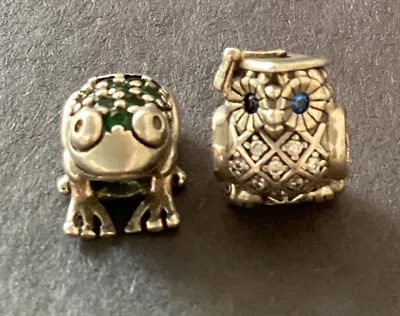 $19.99 • Buy 2 Authentic Pandora Sterling Silver Charms Wise Owl ~frog