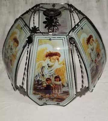 OK Lighting Glass Guardian Angle Watching Children 6 Pane Lamp Shade Touch • $89.99