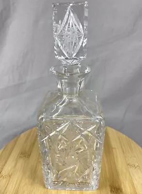 Vintage Crystal Whiskey Decanter With Stopper Square Cube • $49.95