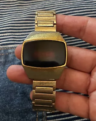 VTG 70s Mens Timex H Cells LED Gold Tone Watch MOD AS IS Untested Parts Repair • $64.99