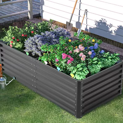 Metal XLarge Frame Yard Raised Garden Flower Bed Planter Vegetable Herb Grow Box • £59.99