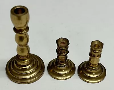 Three Miniature Brass Candlesticks 2 Inch 1 Inch Made In India • $5