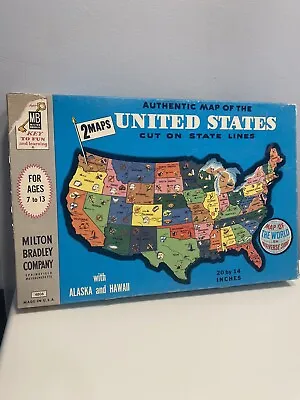 Vintage 1970s Milton Bradley Puzzle Map Of The United States & World Map #4806 • $19.95