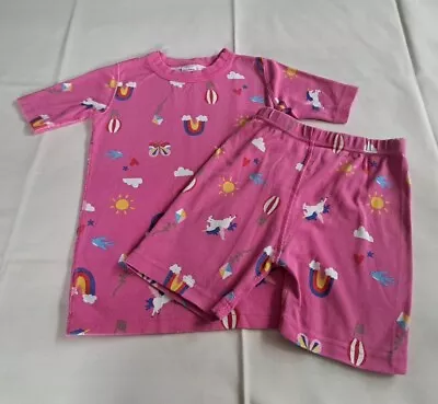 Hanna Andersson Girls Short Johns Pajamas Set Unicorns & Rainbows  Sz 10 - 140 • $17