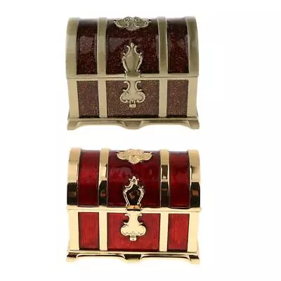 Enamel Ethnic Vintage Metal Treasure Chest Trinket Jewelry Case Box Keepsake • $44.58