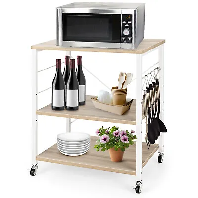 Giantex 3-Tier Kitchen Rolling Shelf Trolley Mobile Storage Cart Printer Stand • $81.95