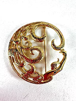 Vintage Brooch M. Jent Japanese Mythology Octopus Princess Tamatori Sea Folklore • $29