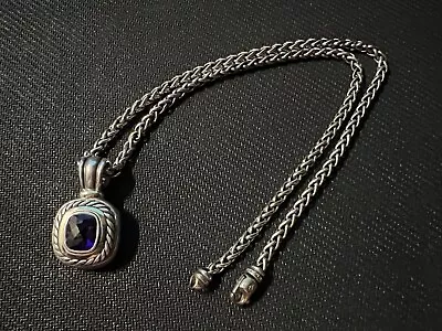 David Yurman Sterling And 14K Gold Cable Pendant AMETHYST On DY 20in Wheat Chain • $500
