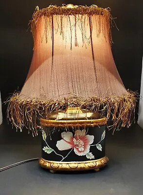 Victorian Style Fringed Shade Table Lamp 17 1/2  Tall Very Nice Piece!! • $62.99