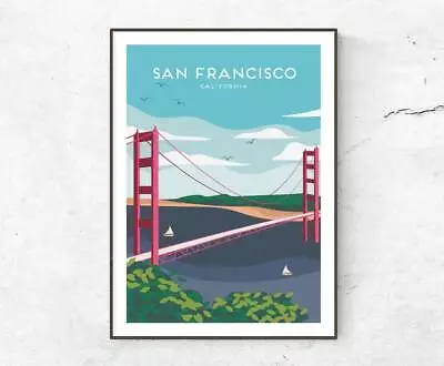 San Francisco Poster / Print / Golden Gate Bridge Poster Travel Retro Home Decor • $17.67
