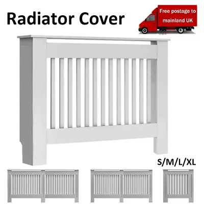 Radiator Cover White Modern Traditional Wood Grill Cabinet Shelf Furniture MDF • £25.99