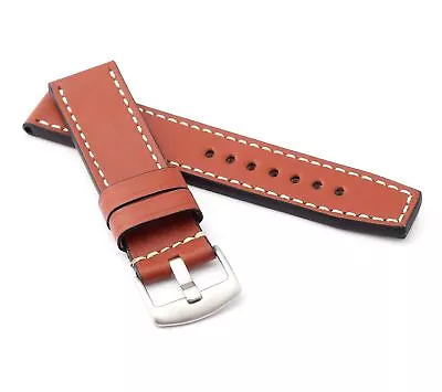 Marino Parallel : Luxury Saddle Leather Watch Strap GOLD BROWN 222426 • £35