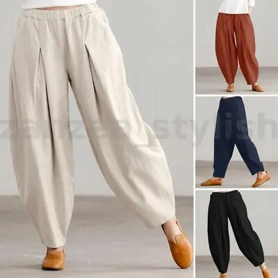 100%Cotton Womens Casual Loose Plain Harem Pants Yoga Jogging Long Pants Bottoms • $26.90